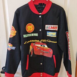 Disney Lightning Mcqueen Cars Racing Patches Pixar Motorcycle Style Jacket - XS